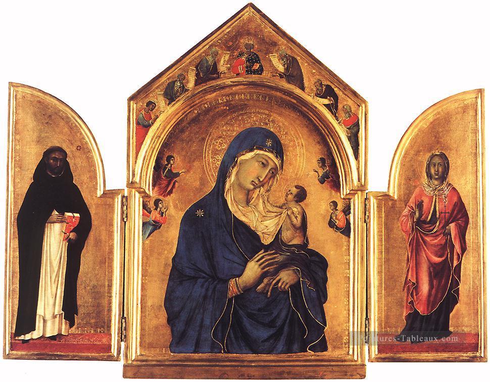 Triptyque école siennoise Duccio Peintures à l'huile